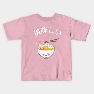 Kawaii Neko Cat Ramen Anime Japanese Kids T-Shirt